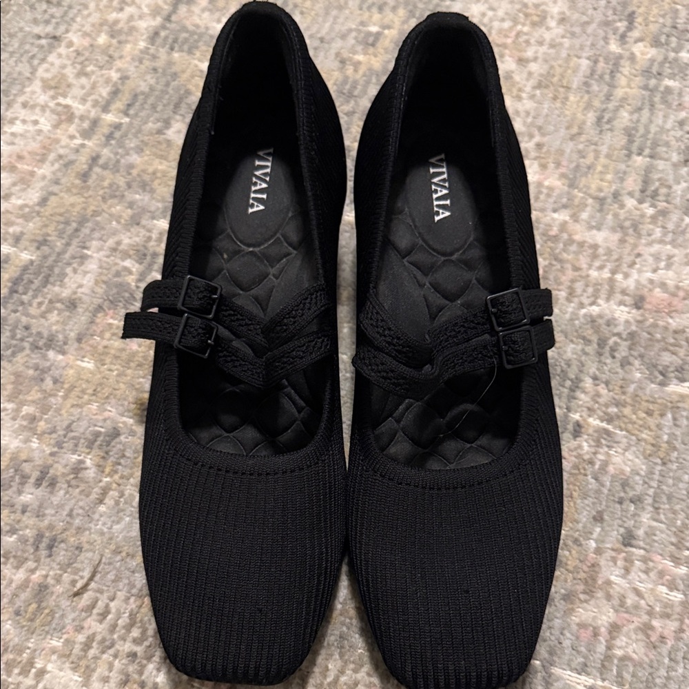 VIVAIA Black Square-Toe Mary Jane Heels 🖤♻️ (US 8.5)